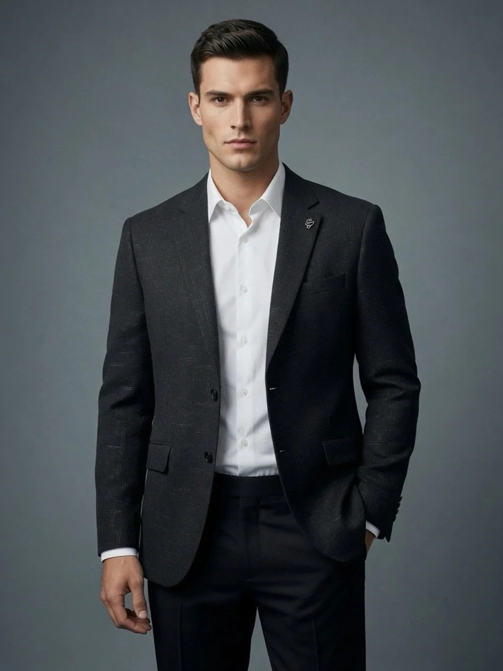 Men's Black Tailored Blazer - Classic Formal Jacket